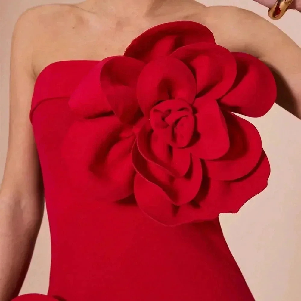 Red Party Women's Sleeveless Solid Mini Dress - Picture 4 of 7